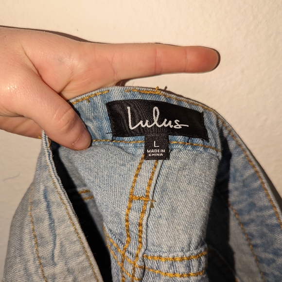 Lulu's Party Girl Two Tone Denim Mini Hi Rise Skirt - Picture 6 of 7